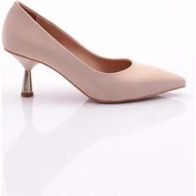 Resim Dgn 340-1 Kadin Sivri Burun Parmak Dekolteli Topuklu Ayakkabi 340-1-1918-R12471 Ten Rengi 