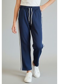 Resim Yanları Çift Şeritli Kız Çocuk Eşofman Altı Lacivert 