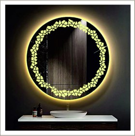 Resim Dnr-Mirror55 Cm Günışığı Ledli Tasarım Kumlamalı Banyo Aynası Makyaj Aynası Işıklı Ayna 