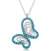 Resim Gümüş Turkuaz Taşlı Kelebek Kadın 