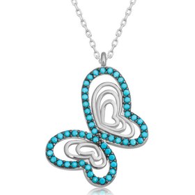 Resim Gümüş Turkuaz Taşlı Kelebek Kadın 