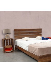 Resim Pasifichome Huga Çift Kişilik Ahşap Karyola Komodin Takım Ceviz 160 Cm 