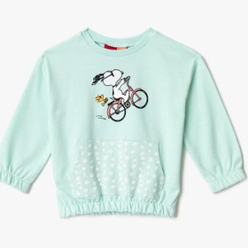Resim Kız Bebek Snoopy Baskılı Pamuklu Sweatshirt 