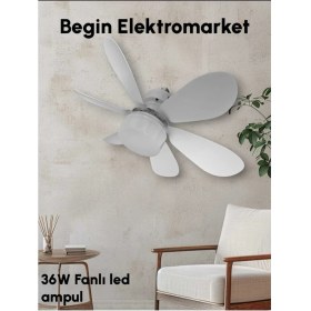 Resim PremiumPort 36W 6 Kanatlı Uzaktan Kumandalı LED Tavan Vantilatörü 