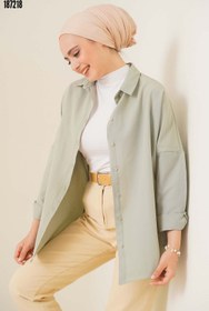 Resim 103901 Oversize Basic Tesettür Gömlek AHaki 