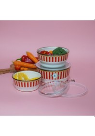 Resim Bellisima 3'lü Emaye Saklama Kabı 14-16-18 Cm Pembe 