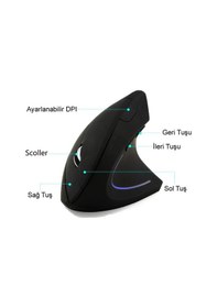 Resim Techmaster Dikey Optik Ergonomik Mouse Fare Kablosuz Bilek Korumalı Gaming 
