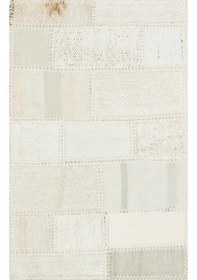 Resim Eşsiz El Dokuma Beyaz Rengi Patchwork Paspas 