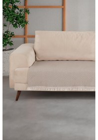 Resim ZeynepTekstil Halfy Natural Pamuklu Koltuk Şalı Çekyat Örtüsü 100 x 210 Bej 