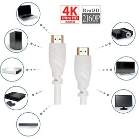 Resim Hdmi Kablo 4K 3Mt Ultra Hd 4K 60Hz 2160P Yüksek Hızlı Kablo Beyaz 