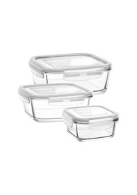 Resim Lav Fresco Saklama Kabı 3 Lü Cam Kilitli Saklama Kabı Beyaz 3 Boy 