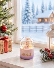 Resim LED Işıklı Dekoratif Peri ve Kedi Figürlü Cam Küre, 9x7,5cm, Mor-Pembe 