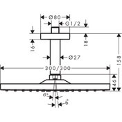 Resim Hansgrohe Raindance E300 Air 1jet Tepe Duşu Siyah 