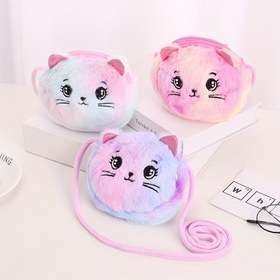 Resim Çocuklar Sevimli Karikatür Peluş Çapraz Vücut Çantası Omuz Çantası Sevimli Kedi Çift Fermuar Küçük Çapraz Vücut Madeni Para Cüzdanı Seyahat Çantası 
