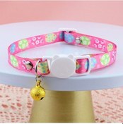Resim Soulader Sevimli Kedi Tasması Pembe Çanlı Meyve Desenli Yumuşak Boyun Askısı Ayarlanabilir Yaka Köpek Kolyesi Evcil Hayvan Aksesuarları 