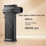 Resim Taşınabilir Tutma Kulplu Turbo Fan, Şarj Edilebilir Güçlü Soğutucu Fan, Hafif ve Kompakt, USB Şarjlı, Dış Mekan, Seyahat, Kamp, Yürüyüş, Ofis için Mini Jet Üfleyici, PC, Klavye, Kar, Araba, Uzun Pil Ömrü 