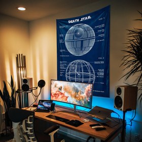 Resim Death Star Navy Blue Duvar Örtüsü - 100 cm x 135 cm 