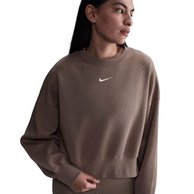 Resim Nike Sportswear Phoenix Fleece Oversized Crew Kadın Kahverengi Eşofman Üstü 