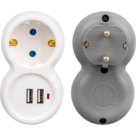 Resim Vea Shopzum Vea VRM0101U 250V 16A Tekli Çift Usbli Priz 