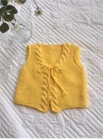 Resim Senya Bebe Örgü Unisex Bebek Sarı Yelek Ve Patik 