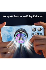 Resim Polham Süper Hızlı Nano Soğutuculu Manyetik Mıknatıslı Telefon Soğutucu Fan, RGB Işıklı Universal 
