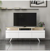 Resim Berlin 3 Kapaklı Tv Ünitesi Beyaz Ücretsiz Kargo 