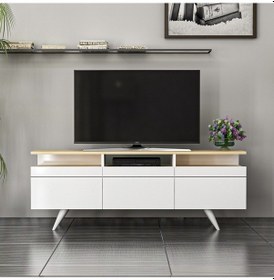 Resim Berlin 3 Kapaklı Tv Ünitesi Beyaz Ücretsiz Kargo 