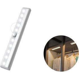 Resim Sge Teknoloji Hareket Sensörlü 10 LED Şarjlı Elbise Dolabı Çalışma Masası Ev LED Lamba Işık 