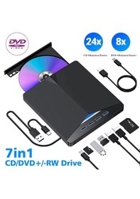 Resim Çok Fonksiyonlu Harici Cd Dvd Sürücü 7 In 1 Harici USB 3.0 Type-c Yazıcı Okuyucu Laptop Mac Win 