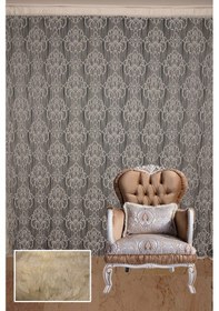 Resim Örümcek Model Krem Renk İp Perde Hazır Düğmeleri Dikilmiş İp Perde 300 280 Cm Krem 