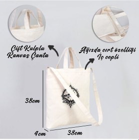 Resim Tattoo İç Cepli Cırtlı Körüklü Kanvas Çanta 38x38x4 Cm Beyaz 