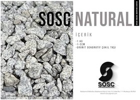 Resim SOSC Natural Granit Dekoratif Çakıl Taşı, Gri Beyaz, 1-2 cm, 1 Kg, Bahçe Peyzaj Saksı Akvaryum Teraryum için Dolomit Taş 