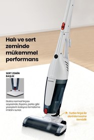 Resim GoldMaster Joker Beyaz Turbo Başlıklı 5 Özel Filtreli Cyclone Dikey Ve Elde Elektrikli Süpürge 5 Yıl Garantili 