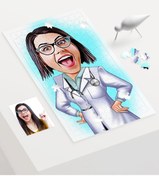 Resim Bk Gift Kişiye Özel Doktor Karikatür 240 Parça A3 Puzzle - 1 