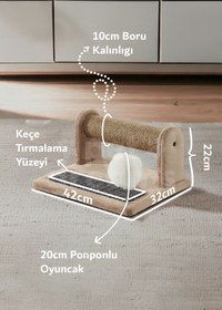 Resim Saule Jimmy 1. Sınıf Kaliteli Kedi Tırmalama Tahtası ve Ponponlu Oyuncak 