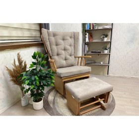Resim Vivense ASEDİA MAMA PUFLU SALLANAN SANDALYE, BEJ, NATUREL AHŞAP AYAK 