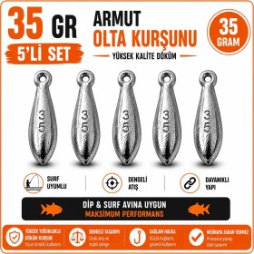 Resim Ek Av Ekipmanları 35GR Armut Olta Kurşunu 5 ' Li Set -Surf & Dip Avı Için Yüksek Kalite 