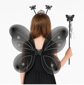 Resim Siyah Kelebek Kız Seti 50 Cm Kelebek Kanadı, Taç Ve Asa 1 