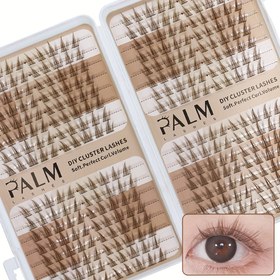 Resim PALM LASHES 320 adet Kahverengi DIY Küme Kirpikleri, 0.07mm Kalınlık, C Kıvır, 6-12mm Karışık Uzunluk, Doğal, Cosplay, Oyuncak, Anime Görünümleri İçin Kolay Uygulama Bireysel Kirpik Uzantıları, Tekrar Kullanılabilir Kirpik Küpleri 