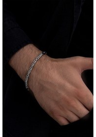 Resim 4.5mm 925 Ayar Gümüş Yuvarlak Kral Model Erkek Bileklik Künye 249540193 