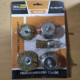 Resim Real Özs Tel Fırça Seti 5 Adet ÖZS-9572 Pimli Tel Fırça Kaliteli 