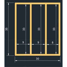 Resim Ayfiwood 30X35 cm Çok Bölmeli Ahşap Kaşıklık ve Kepçelik Seti - Çekmece Düzenleyici- Ahşap Organizer 