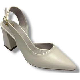 Resim Gedik Pasha 909-26 Cilt Kare Topuk Kadın Stiletto 8cm Krem 