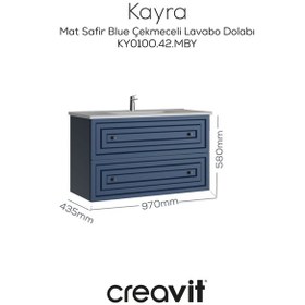 Resim Creavit Kayra Lavabo Dolabı Çekmeceli 100cm Matsafireblue Mavi 