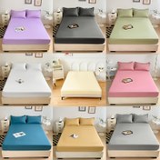 Resim Katı Renkli Uygun Çarşaf Yumuşak ve Hafif Bej Dostu Nefes Alabilen Yatak Örtüsü Yıkama Tüm Mevsimler Otel Yatağı Koruyucu Kapak Mikrofiber Fırçalanmış El Sanatları Yatak Takımı Koyu Mavi 