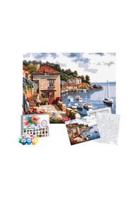 Resim Sayılarla Boyama Seti 40 x 50 CM Tuval Şasesine Gerili Renkli Rıhtım 