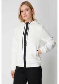 Resim On Fashion Kadın Kapüşonlu Cepli Ekru Mont 60703 Ekru 