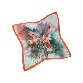 Resim Mim Eşarp Enba Çiçek Desenli Pamuklu Eşarp 90x90 Cm Turuncu 
