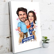 Resim Tek Çocuklu Şahane Aile Karikatürlü Kanvas Tablo 