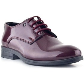 Resim Rakerplus Bordo Rugan Bağcıklı Metal Detaylı Oxford Çocuk Klasik Ayakkabısı Bordo 